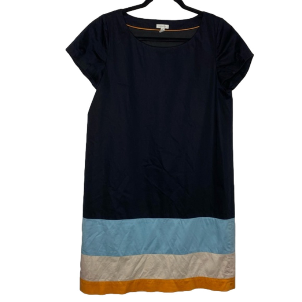 𝅺SEMANTIKS Shift Dress Colorblock Navy Blue Aqua Cream Orange size medium M